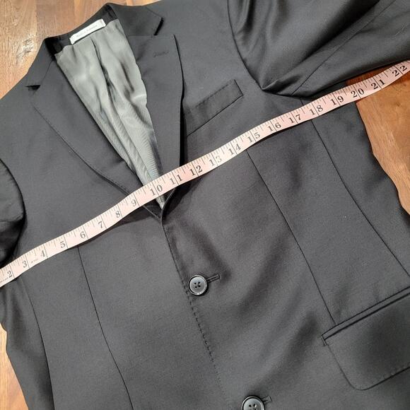 Murano Collezione Wool Slim Fit Blazer Black Size 36R - Picture 7 of 11